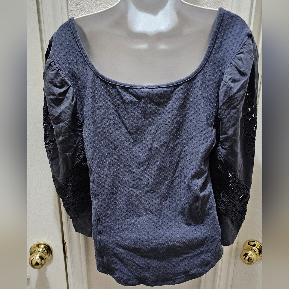 Free People Brunch Date Henley Top Grey Size Large EUC - Picture 4 of 9
